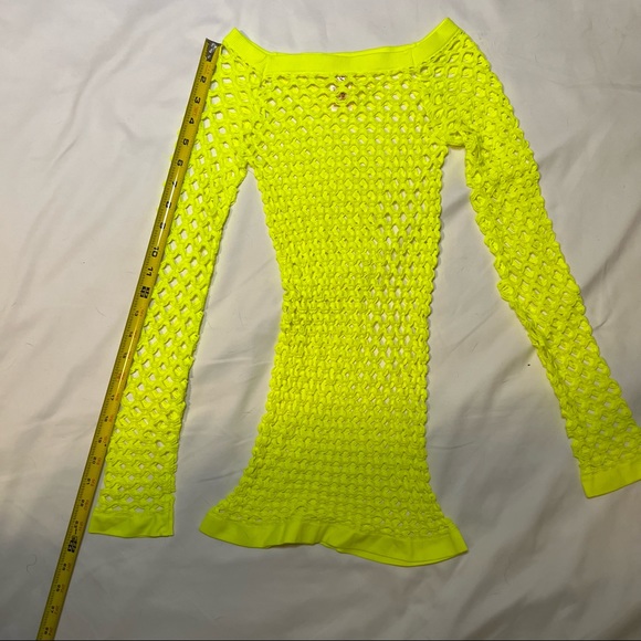 Elastic Nylon Spandex Long Sleeve Fishnet Layer Blouse Top - Picture 4 of 13